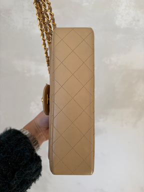 Chanel Small Classic Flap in Beige Lambskin Leather