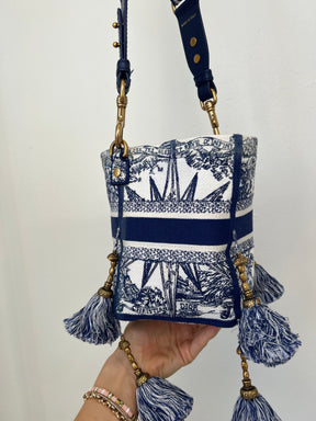 Dior Blue and White Small Canvas 'Rêve d'Infini' D-Bubble Bucket Bag