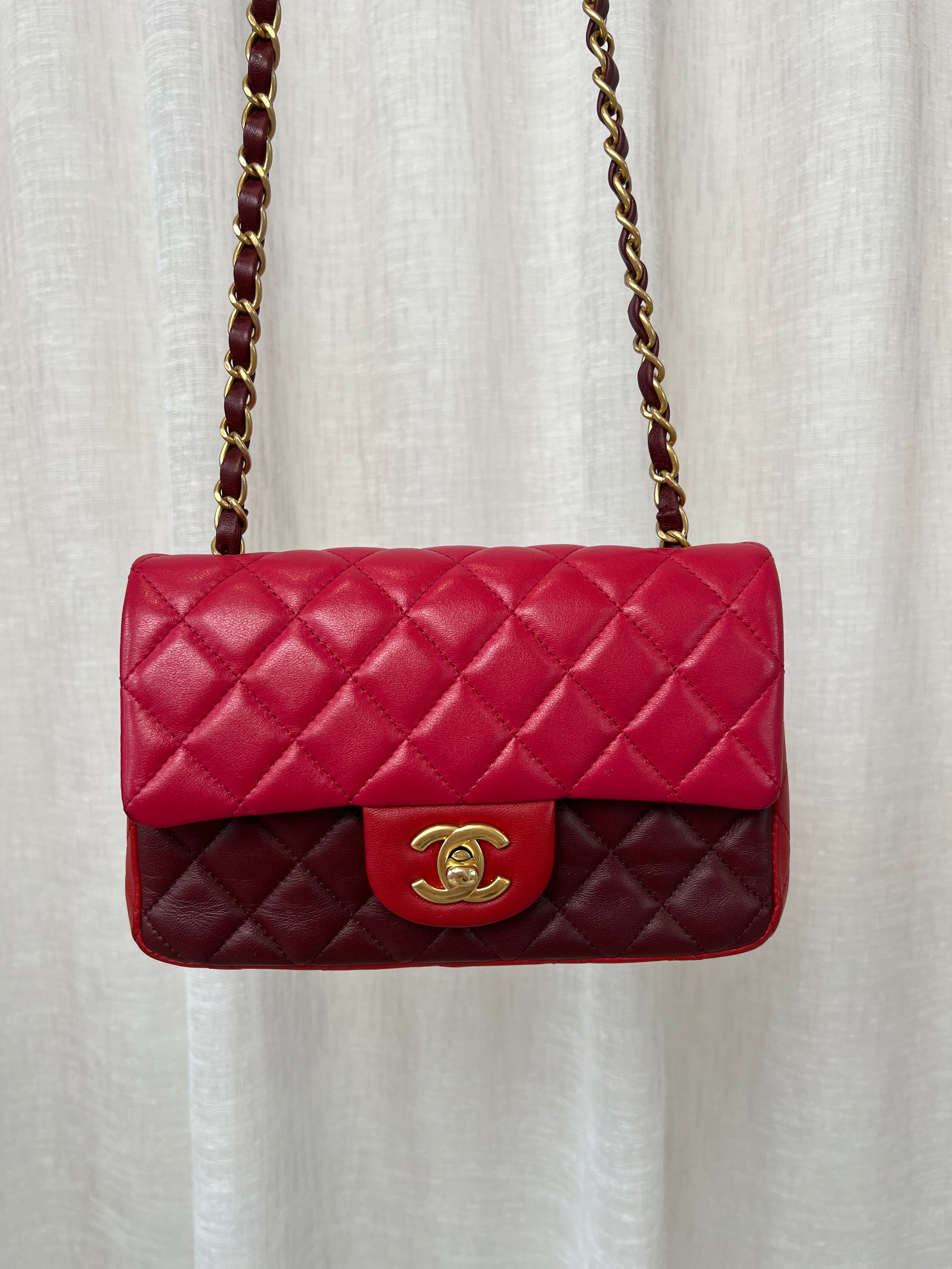 Chanel Red Tri-Colour Leather Mini Flap Bag