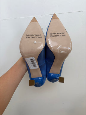 Miu Miu Embellished Satin Mules Blue, 39.5