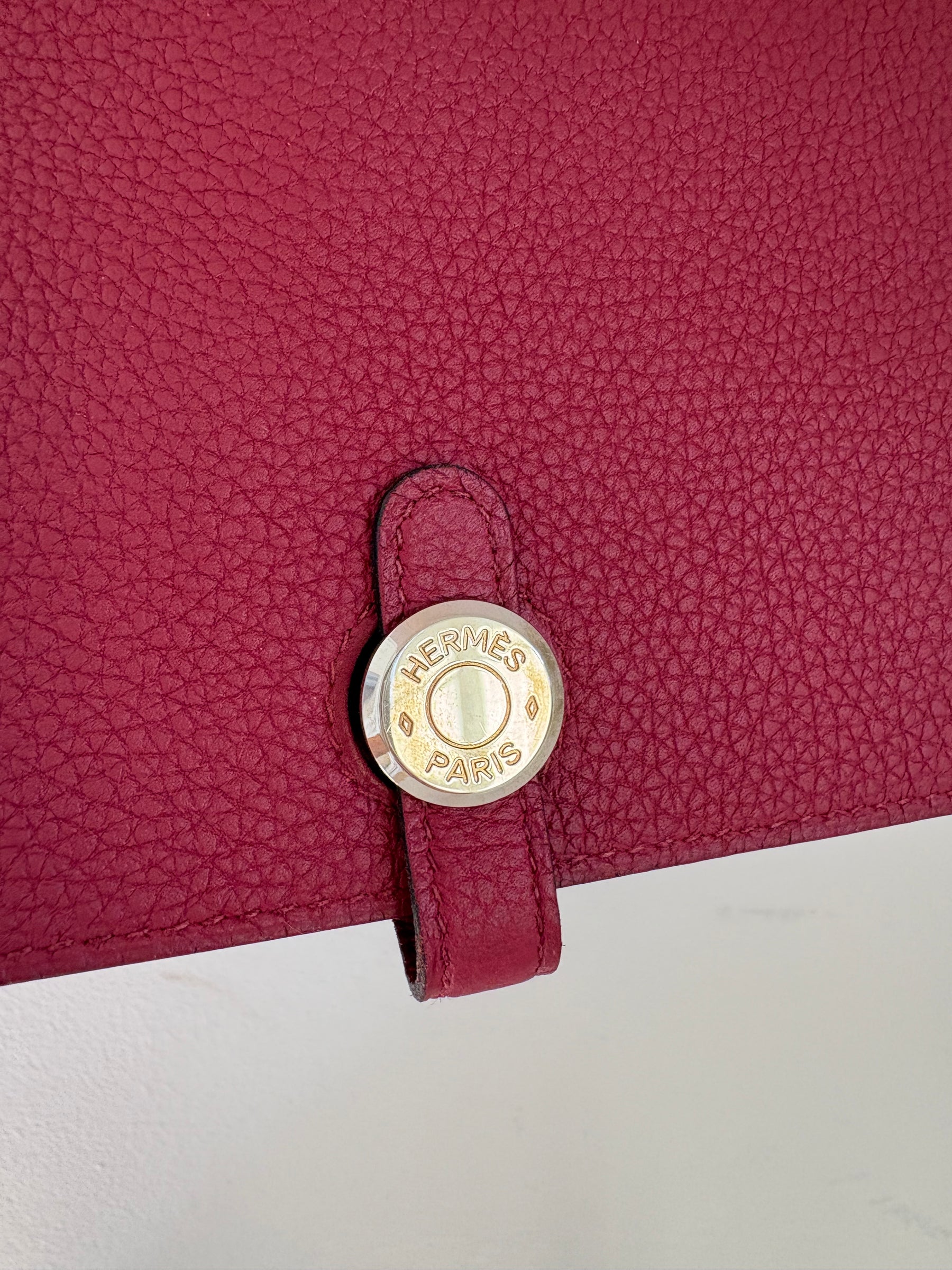 Hermès Burgundy Leather Dogon Wallet