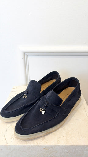 Loro Piana Summer Walk Charm Loafer Navy, 41