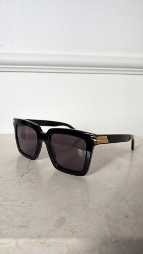 Bottega Veneta Black Oversized square Sunglasses