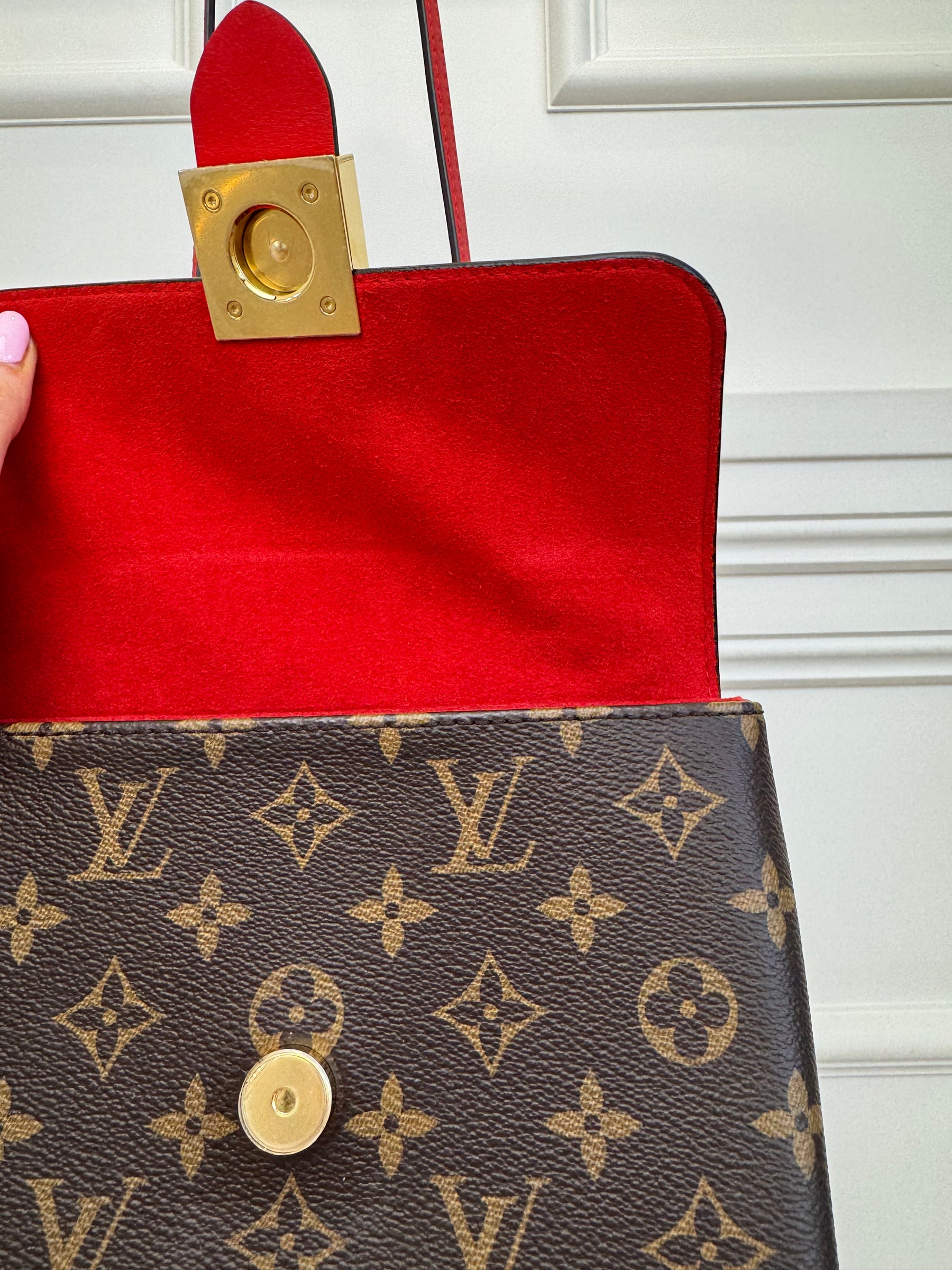 Louis Vuitton Canvas Monogram and Red Leather Locky BB Satchel Bag