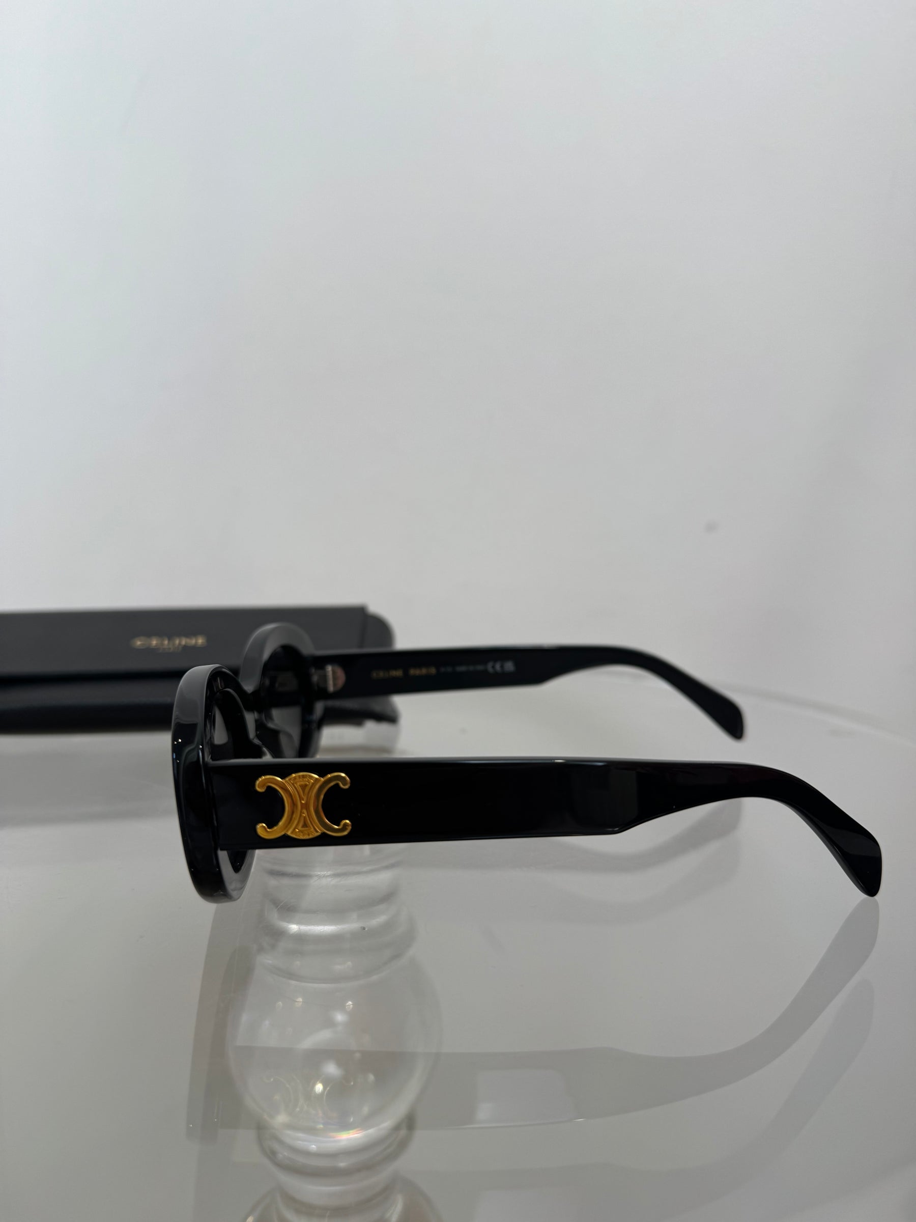 Celine Black Oval Triomphe Sunglasses