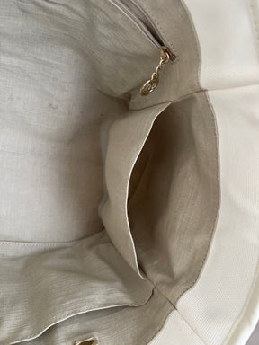 Chanel White Canvas and Lether Trimmed Deuville Tote