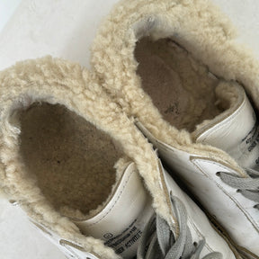 Golden Goose White Shearling Super Star Sneakers, 38