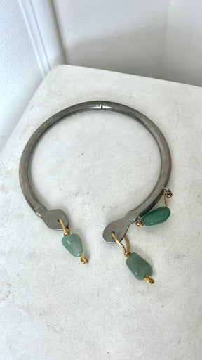 MARNI Metal and Jade Tone Collar Necklace