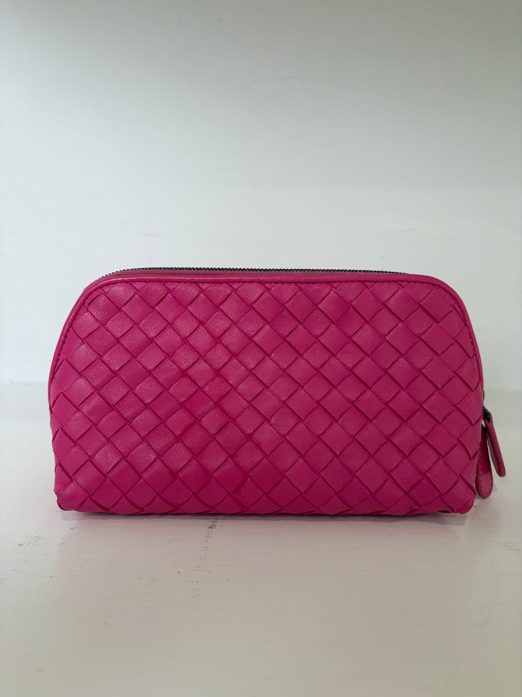 Bottega Veneta Pink Intrecciato leather Cosmetic Case
