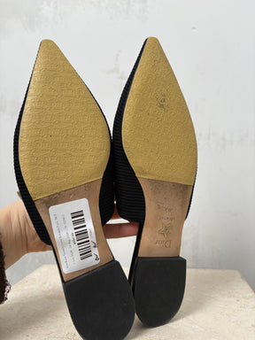 Dior Black Technical J'adior Slingback Flats, 36.5