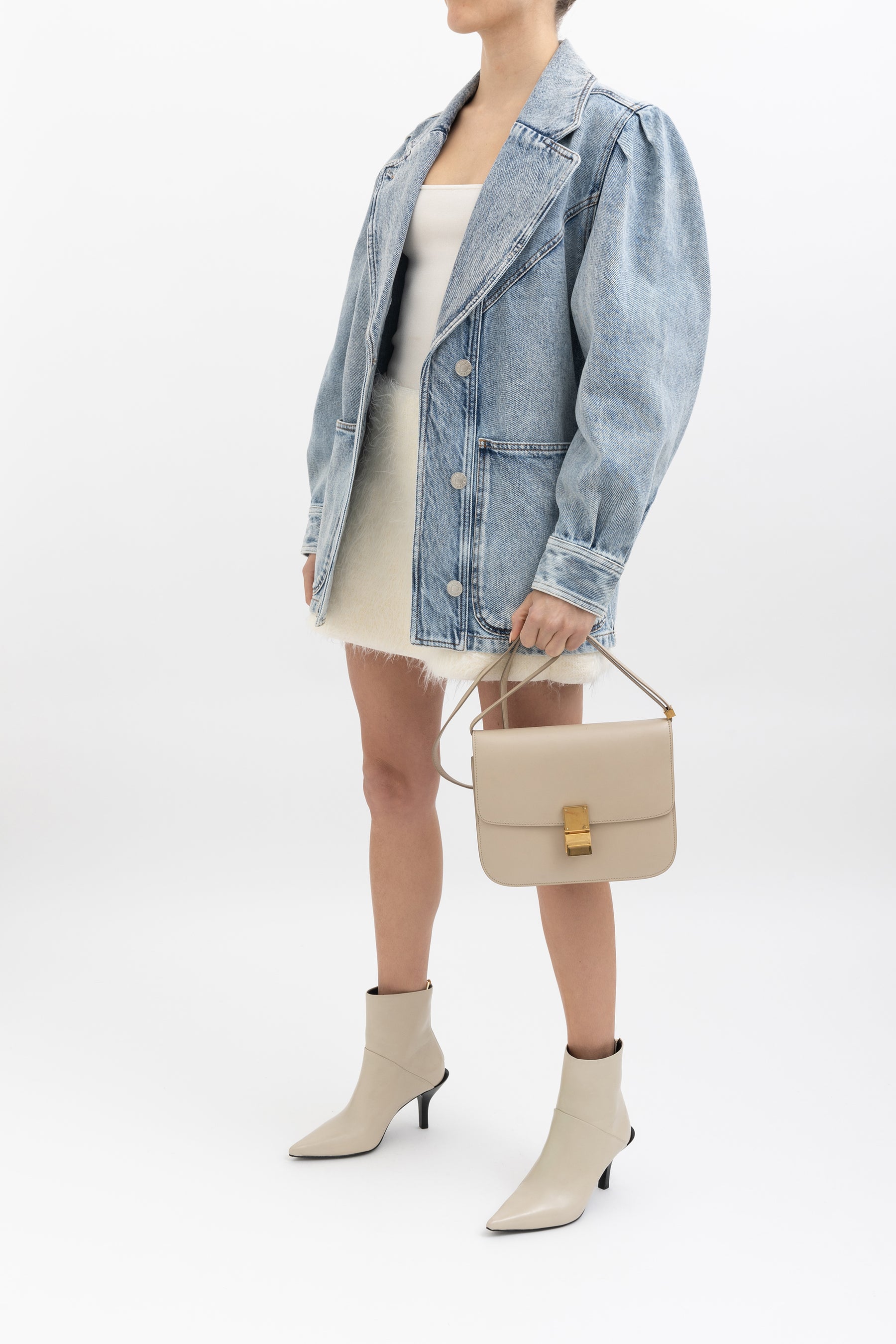 Puff Shoulder Denim Jacket