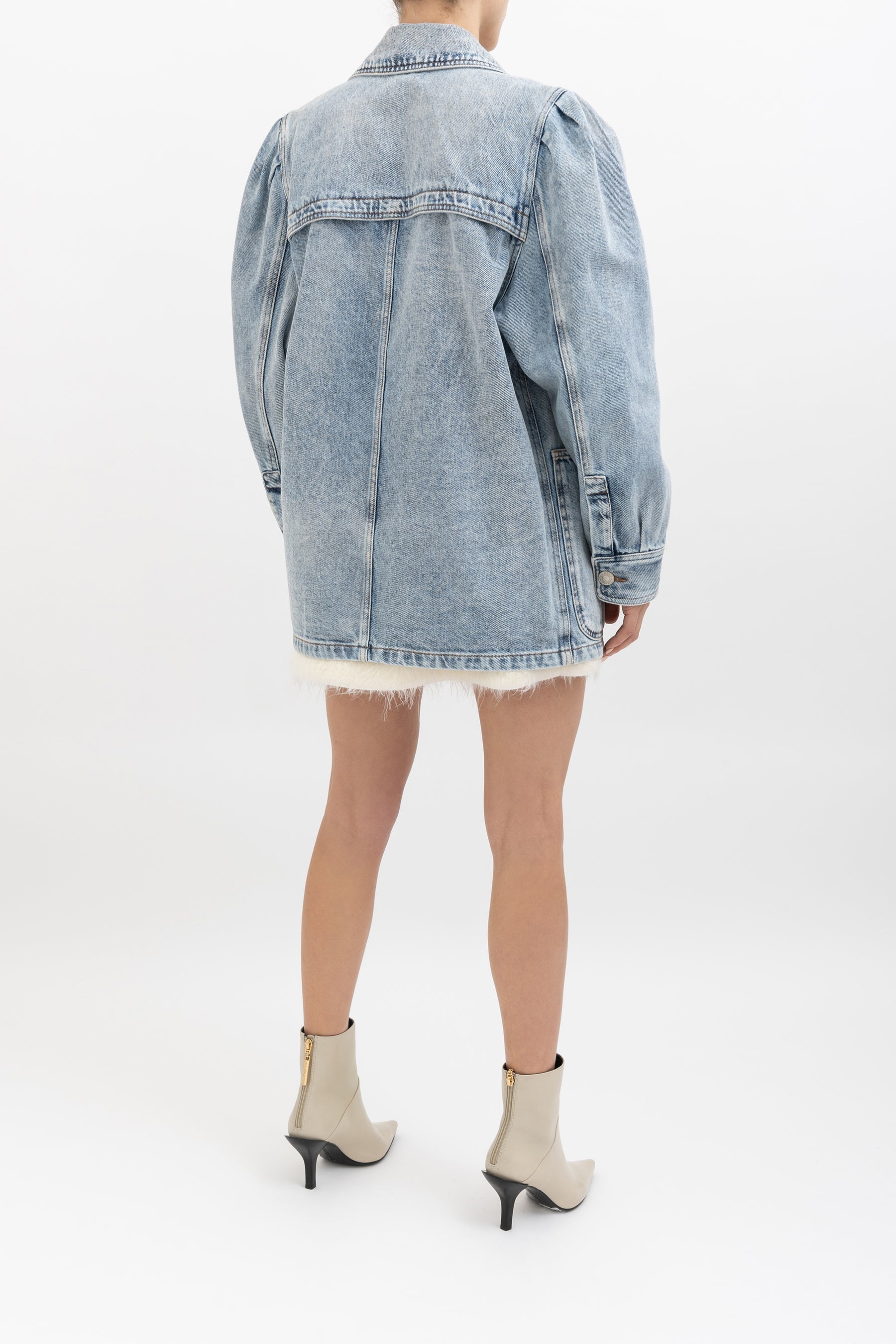 Puff Shoulder Denim Jacket