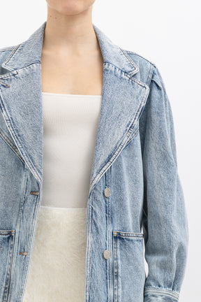 Puff Shoulder Denim Jacket