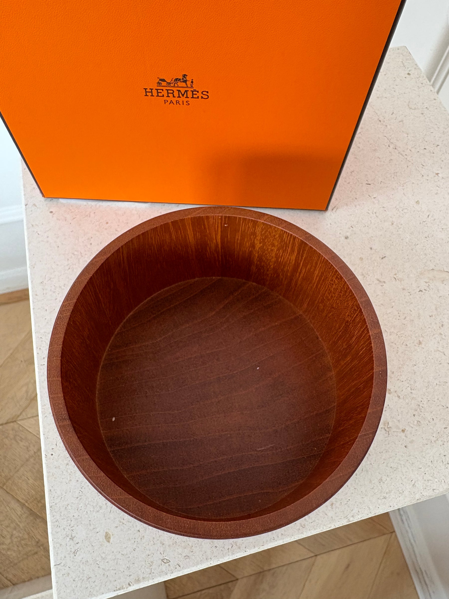 Hermès Ex-Libris Twilly Box Boite Ronde Mahogany Wood
