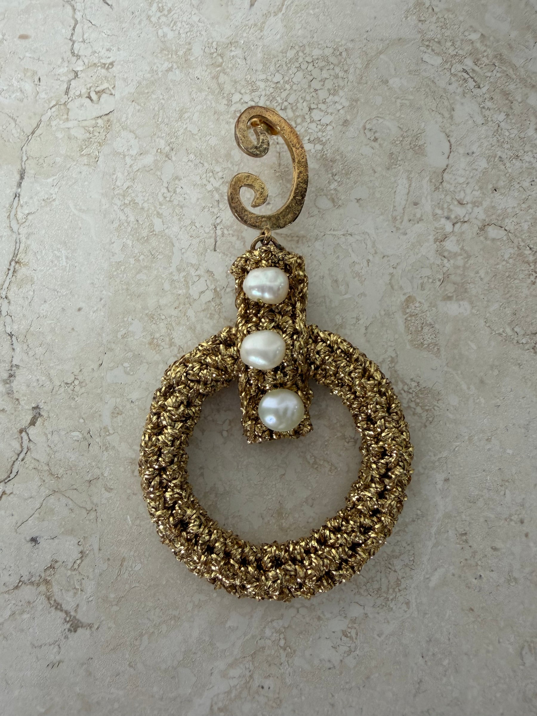 Lucy Folk Crochet Earrings Gold