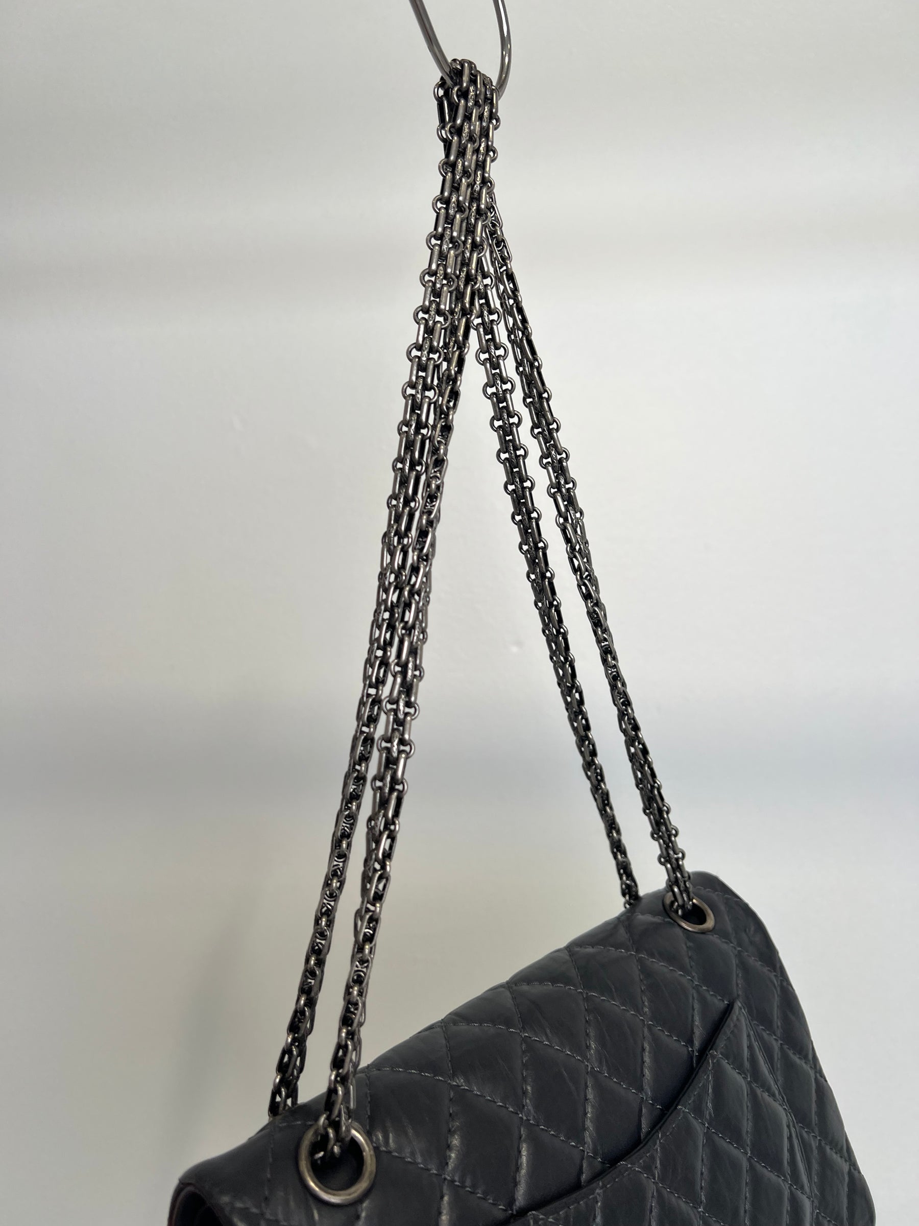 Chanel Dark Grey Lambskin Leather Small Reissue Flap Bag