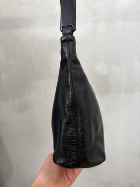 Prada Black Leather Acrylic Handle Shoulder Bag