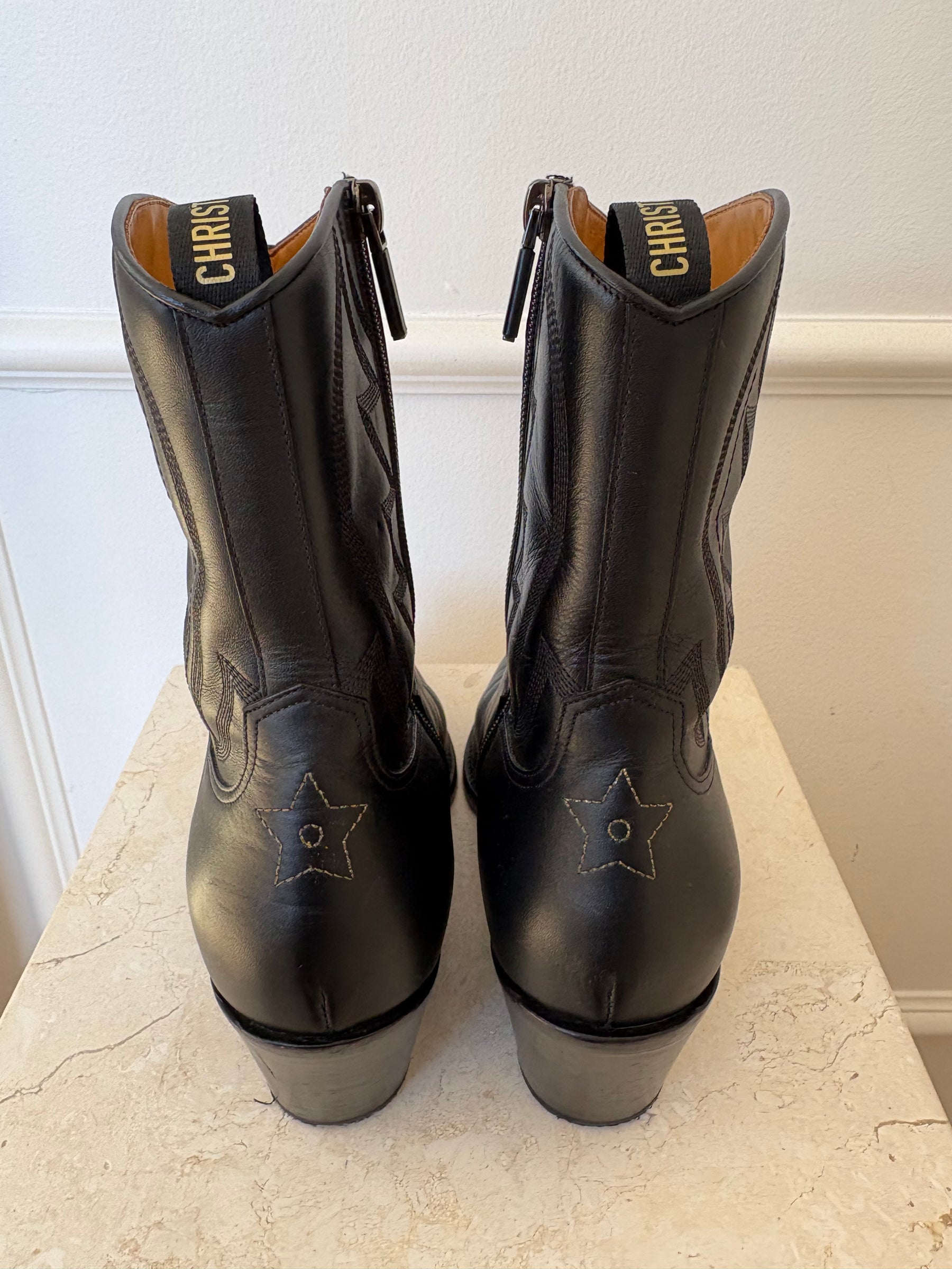 Dior Black Western Style Boots, 40