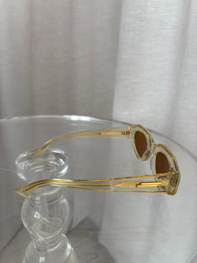 Bottega Veneta Clear Yellow Acetate Oval Sunglasses