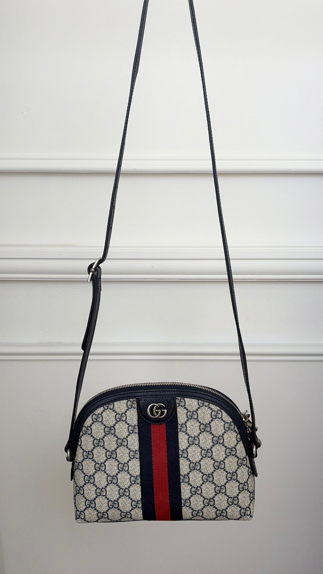 Gucci Navy Monogram Domed Ophidia Bag