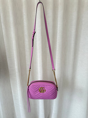 Gucci Mauve Quilted Leather Marmont Small Camera Bag