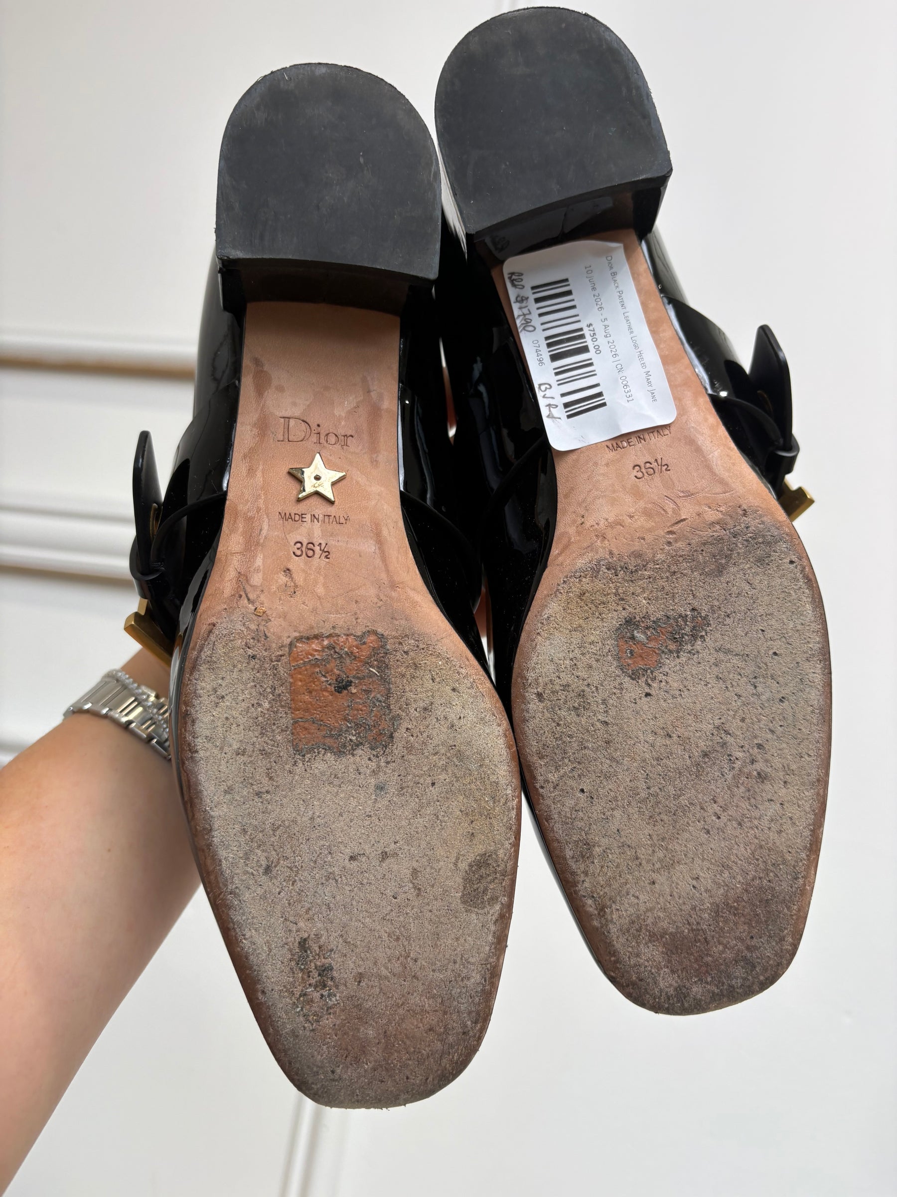 Dior Black Patent Leather Logo Heeled Mary Jane