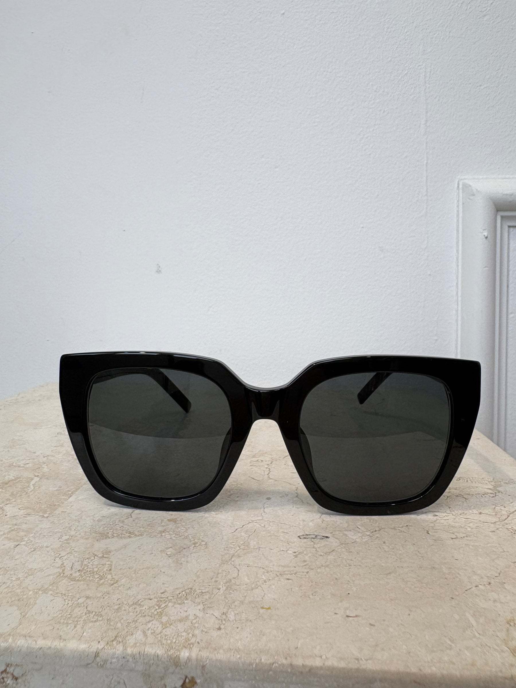Saint Laurent Black Oversized Sqaure Logo Arm Sunglasses