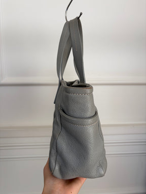 Miu Miu Grey Leather Mini Logo Tote