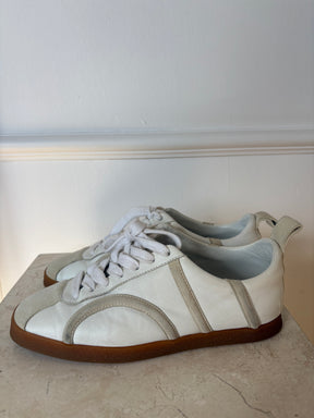 Totême White Leather and Suede Logo Sneakers, 36