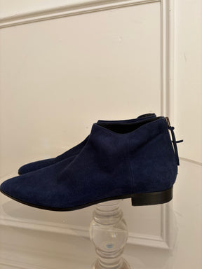 Miu Miu Navy Suede Pointed Ankle Boots, 37