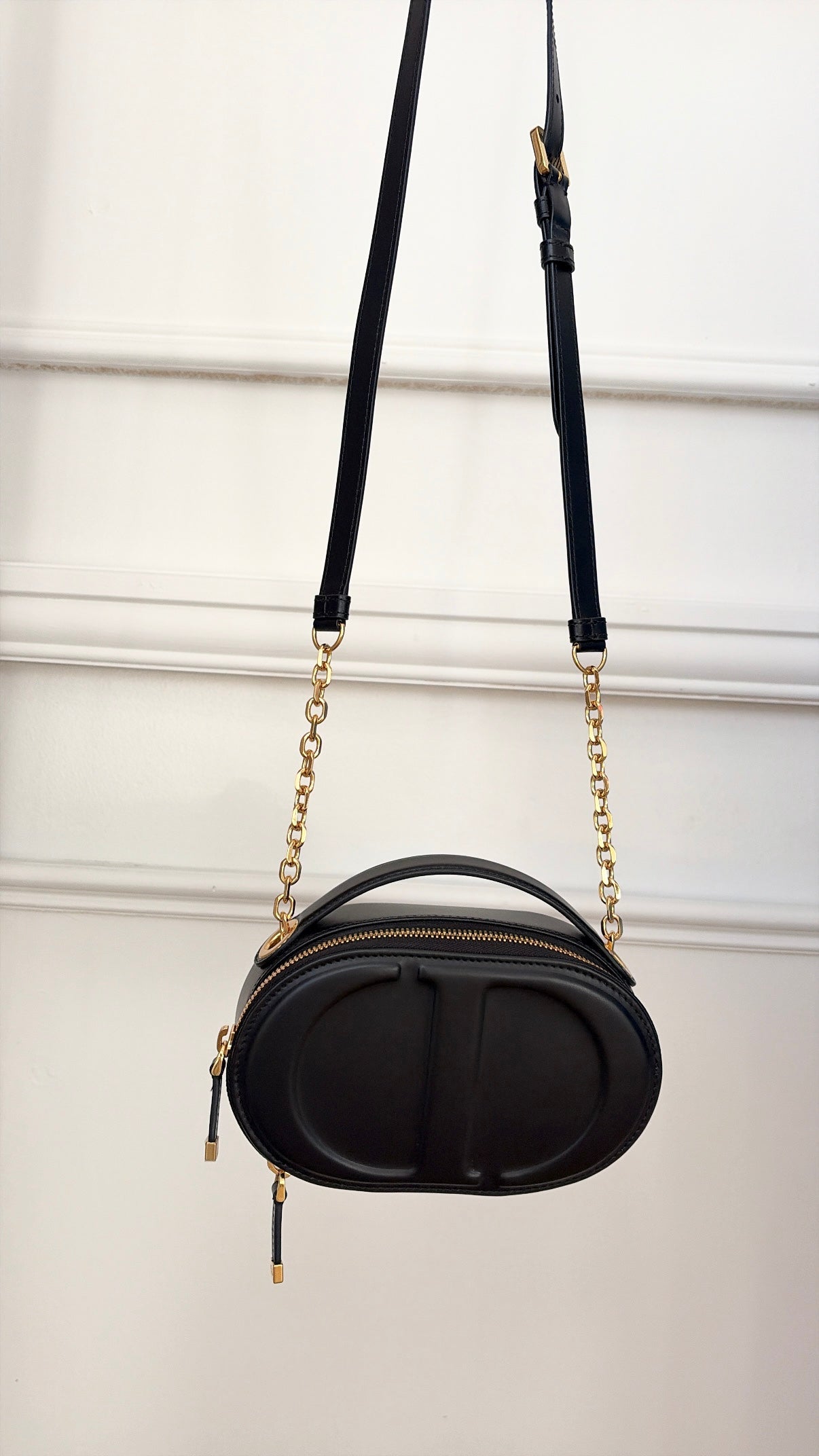 Dior Black Leather CD Signature Pouch Crossbody