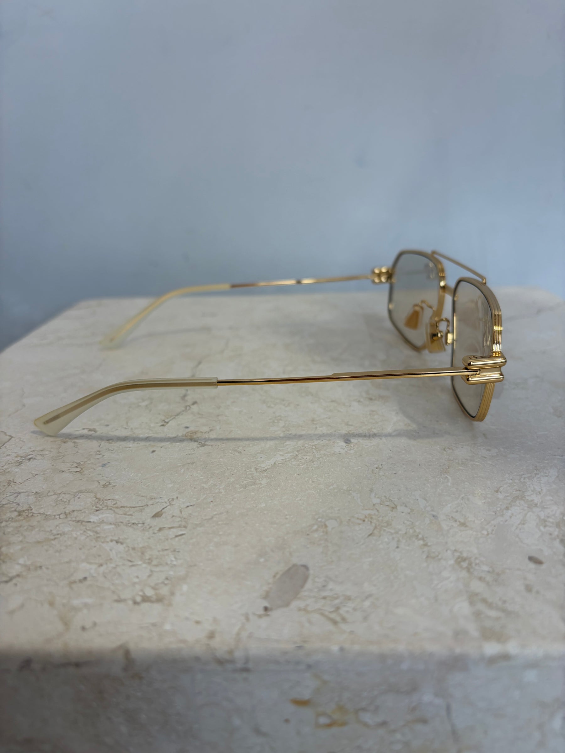 Bottega Veneta Tinted Lense Glasses Gold Frame