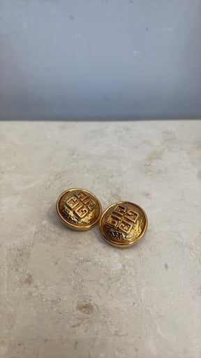 Givenchy Gold Tone Clip On Logo Earrings