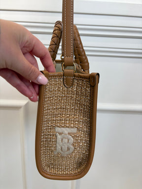 Burberry Raffia Logo Mini Tote Bag