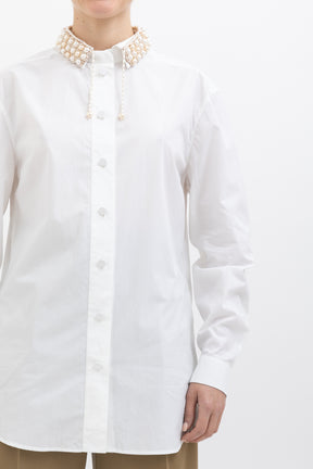Shirt With Peal Embellished Collar