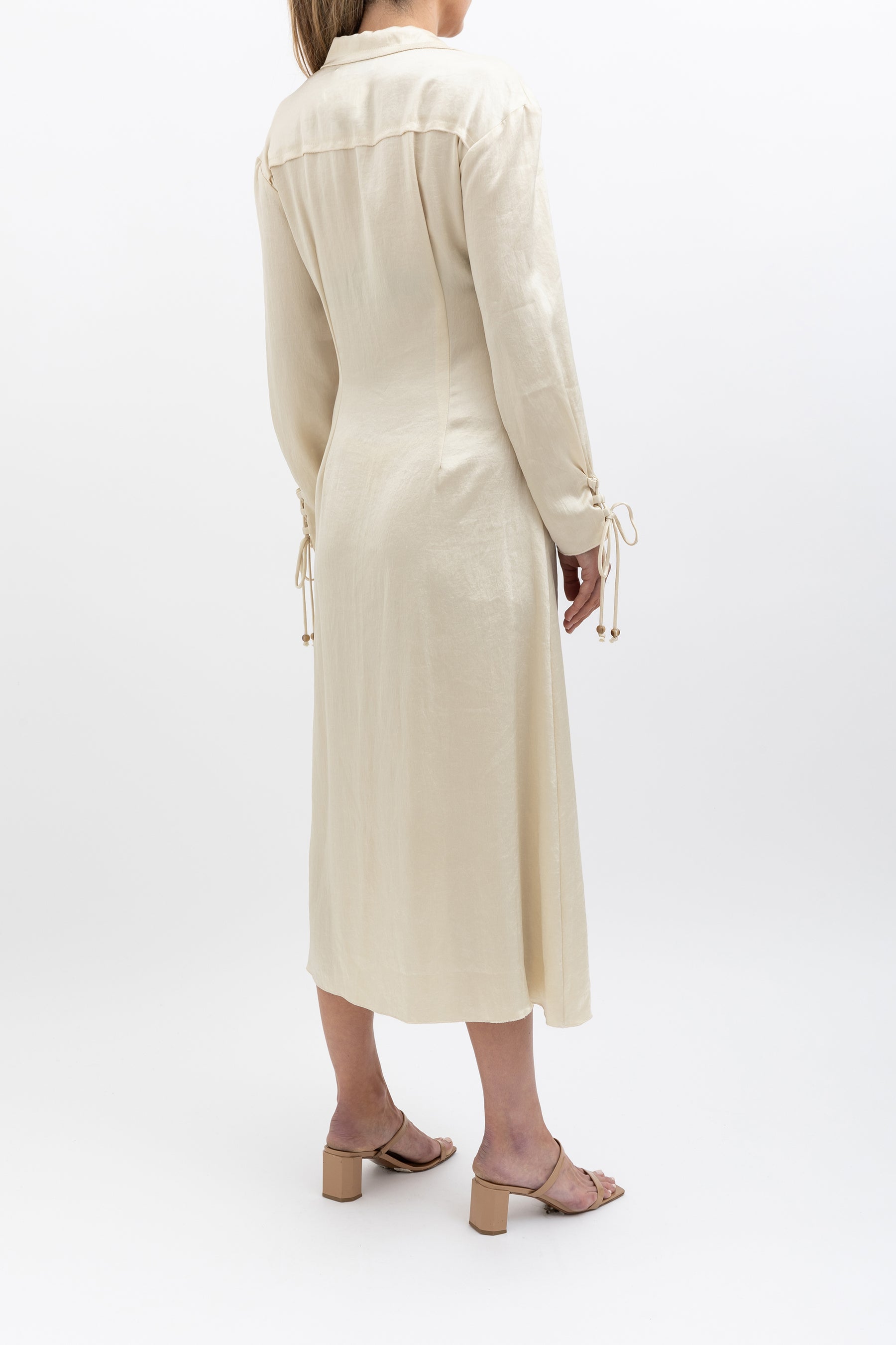 Lace Front Maxi Shirt Dress