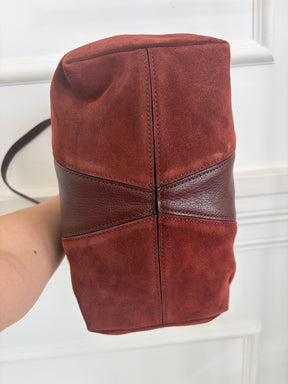 Chloé Burgundy Leather and Suede Spin Tote