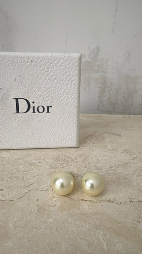 Dior Pearl and Gold Tone Tribal Earrings