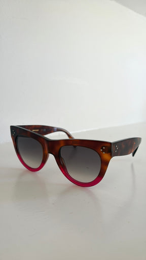 Celine Tortoiseshell and Fuschia Ombre Oversized Cat eye Sunglasses