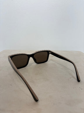 Chanel Black and Beige Logo Top Wayfarer Sunglasses