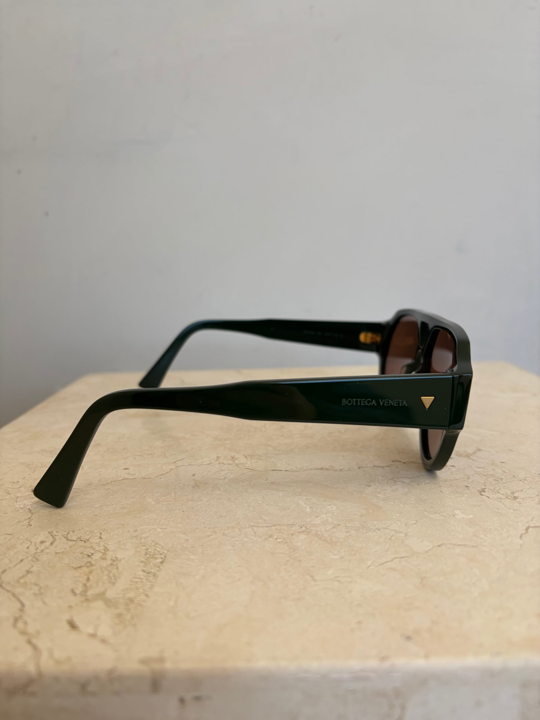 Bottega Veneta Green Flat Top Aviator Sunglasses