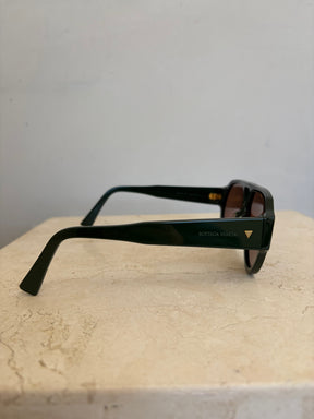 Bottega Veneta Green Flat Top Aviator Sunglasses