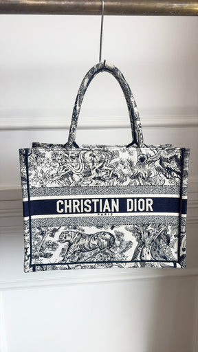 Dior Navy and Cream Toile De Juoy Medium Book Tote