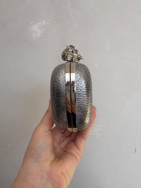 Alexander McQueen Silver Leather Skull Clutch