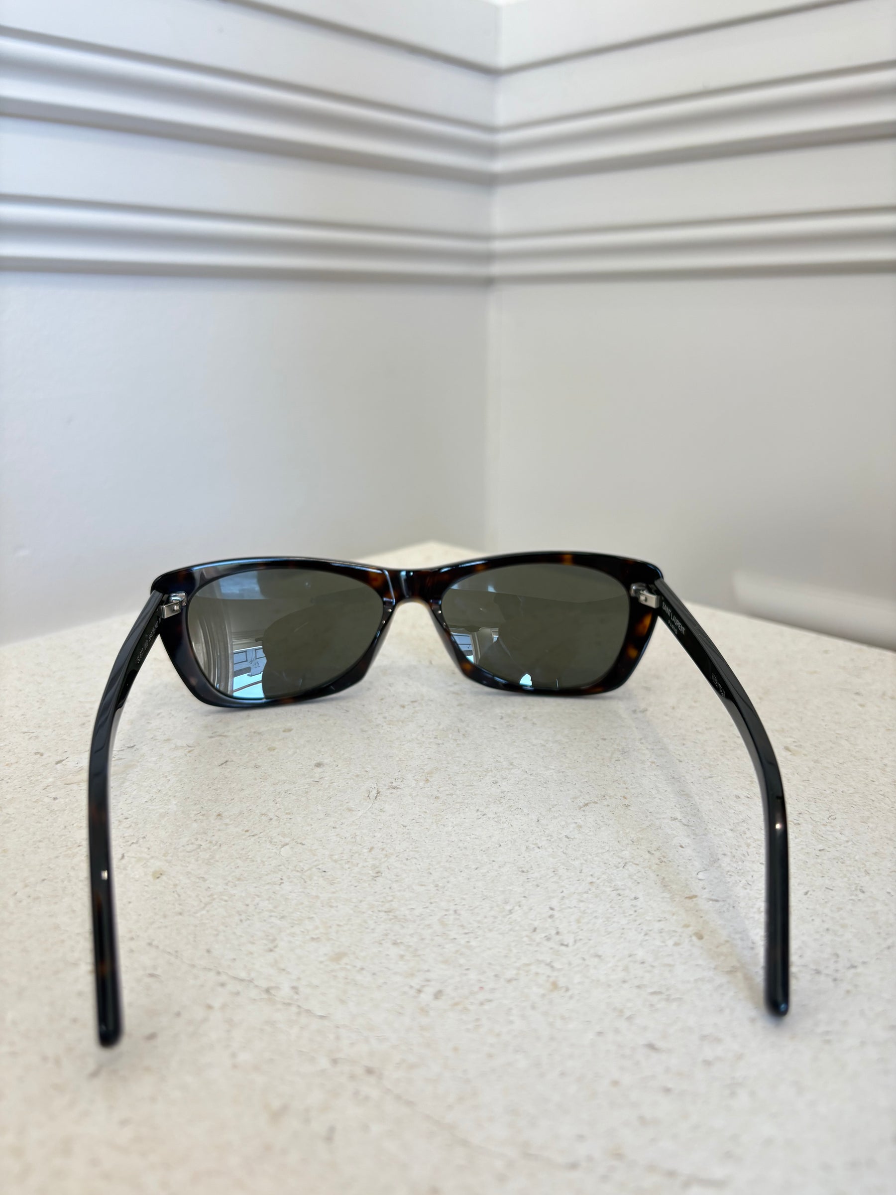 Saint Laurent Tortoiseshell Rectangle Sunglasses