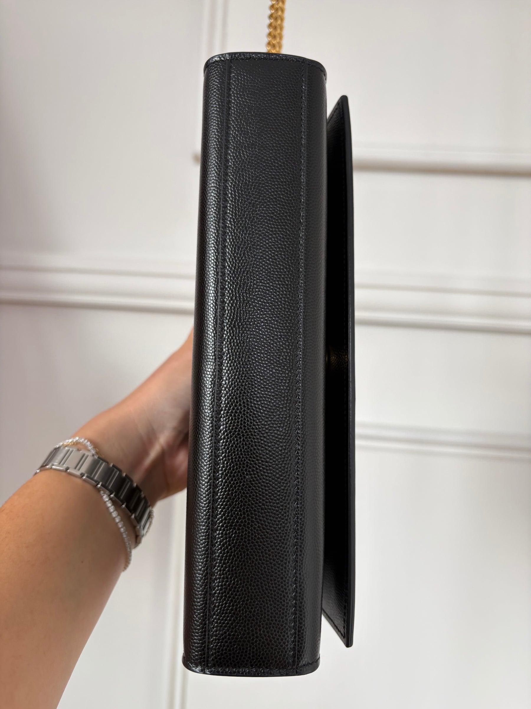 Saint Laurent Black Grained Leather Kate Bag
