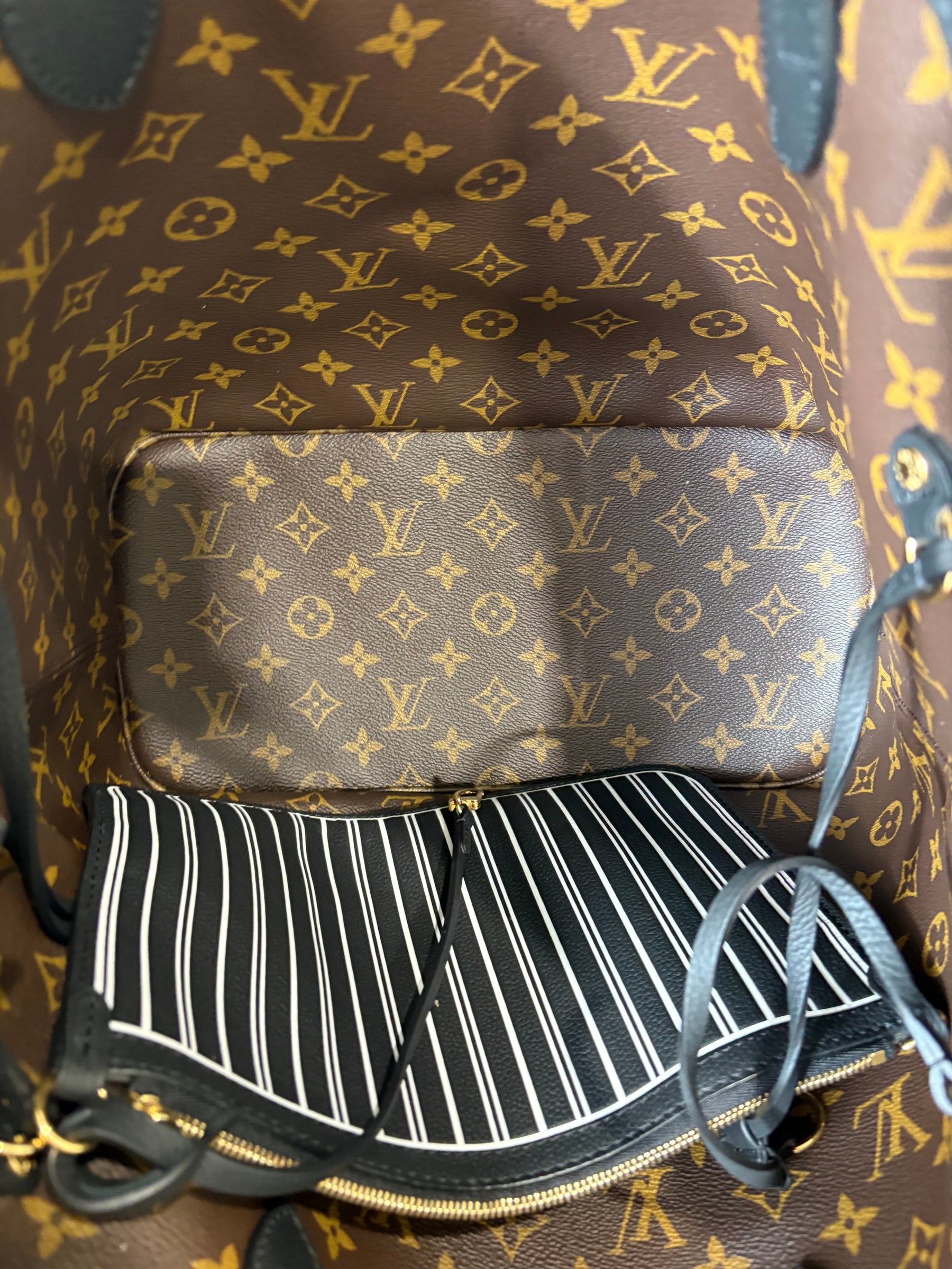 Louis Vuitton Black Leather and Canvas Monogram Reversible Neverfull Tote PM