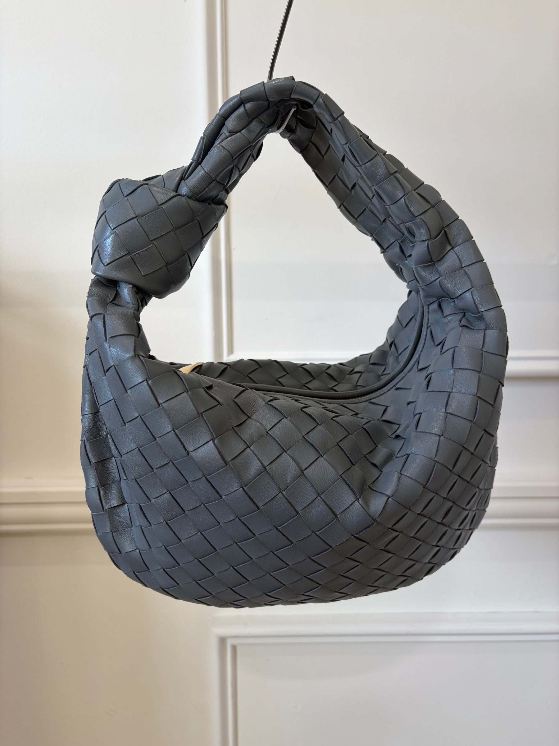 Bottega Veneta Grey Intrecciato Leather Teen Jodie Bag