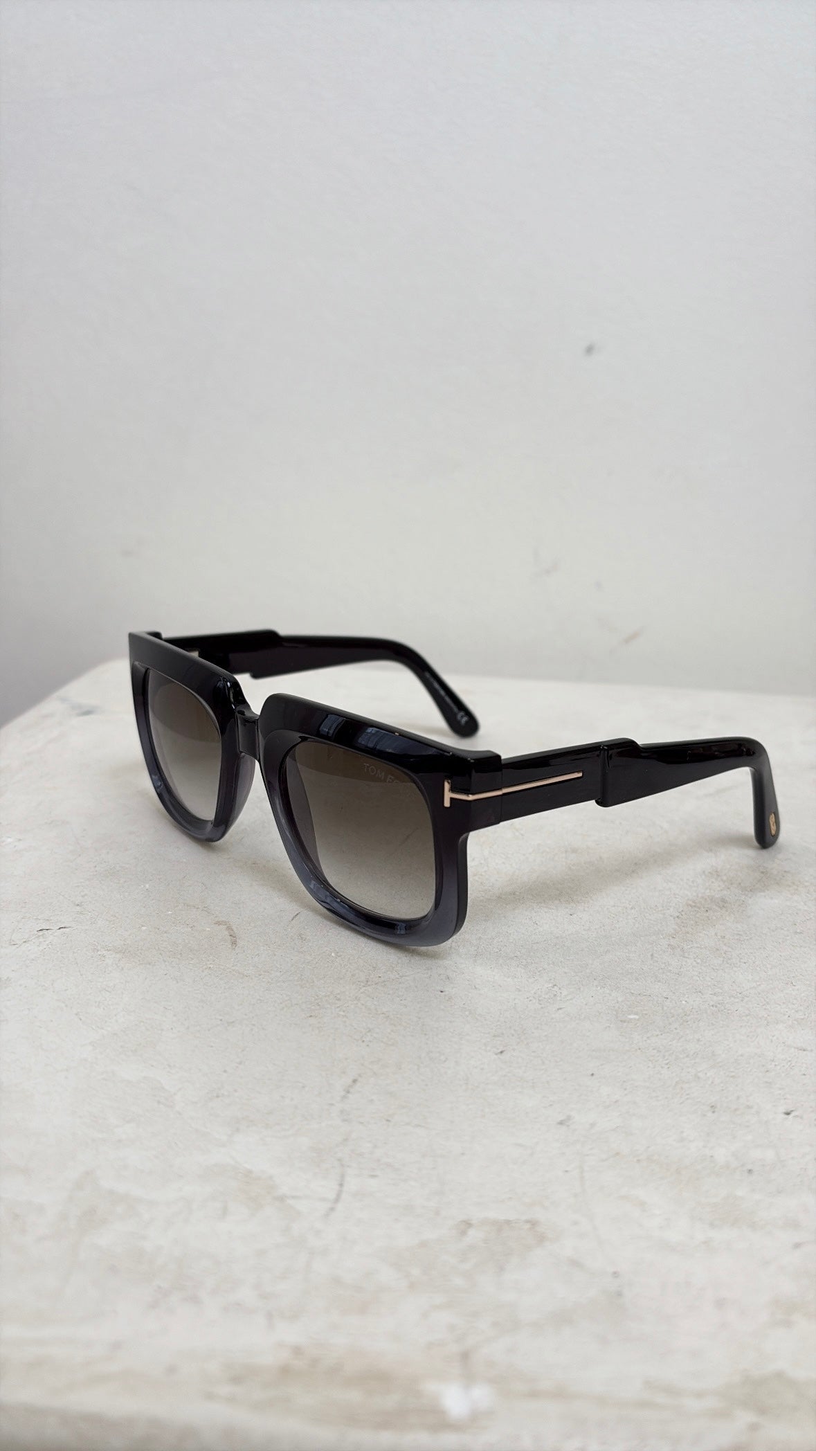 Tom Ford Black Ombre Oversized Square Sunglasses
