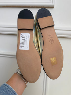 Chanel Ballet Flats Silver & Black Bicolor, 38C